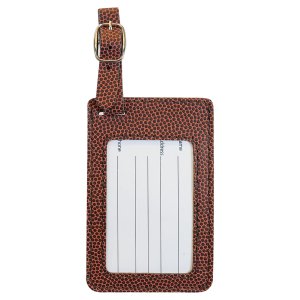 4 1/4" x 2 3/4" Football Engraved Faux Leather Luggage Tag - Back view