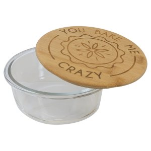 21 oz. Round Glass Container with Bamboo Lid - Open view