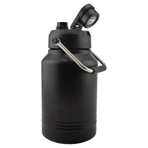 Polar Camel 64 oz. Black Vacuum Insulated Jug with Chug Lid and Easy-Carry Handle - Open view