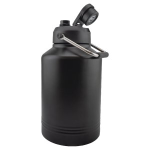 Polar Camel 128 oz. Black Vacuum Insulated Jug with Chug Lid and Easy-Carry Handle - Open 2 view