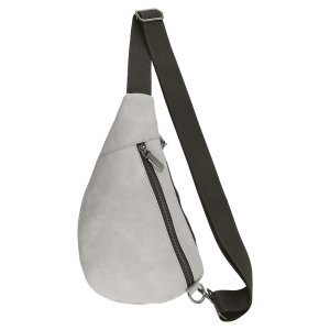 Crescent Bag - Engraved Faux Leather, Creekside Collection, Light Gray - Back view