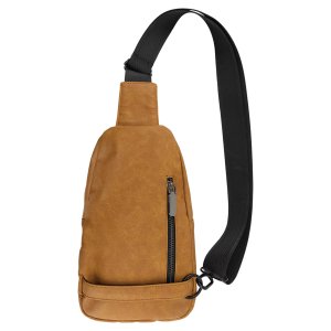 Explorer Bag - Engraved Faux Leather, Creekside Collection, Light Brown - Back view