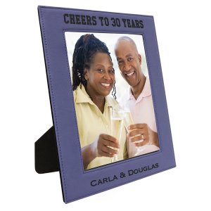 8" x 10" Purple Engraved Faux Leather Photo Frame - Angle view