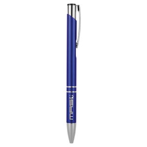 Blue with Silver Trim Custom Engraved Pen - Angle 2 view