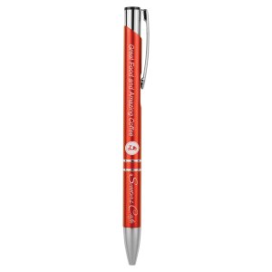 Red with Silver Trim Custom Engraved Pen - Angle 2 view