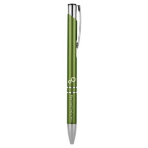 Green with Silver Trim Custom Engraved Pen - Angle 2 view