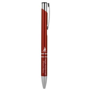 Burgundy with Silver Trim Custom Engraved Pen - Angle 2 view