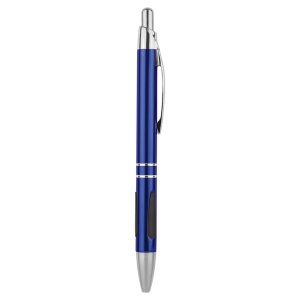 Blue with Silver Trim Custom Engraved Pen with Gripper - Angle view