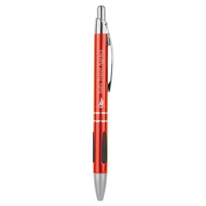 Red with Silver Trim Custom Engraved Pen with Gripper - Angle 2 view
