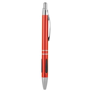 Red with Silver Trim Custom Engraved Pen with Gripper - Angle view