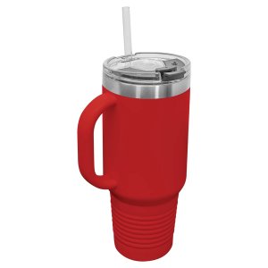 Polar Camel 40 oz. Red Travel Mug with Snap Lid & Straw - Back view