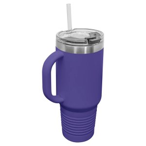 Polar Camel 40 oz. Purple Travel Mug with Snap Lid & Straw - Back view