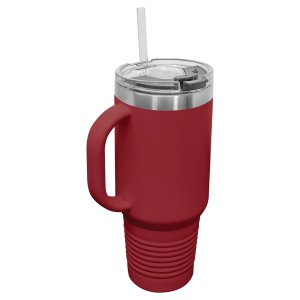 Polar Camel 40 oz. Maroon Travel Mug with Snap Lid & Straw - Back view