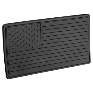 1 3/4" x 3 1/4" Black American Flag PVC Patch representing various causes - Kota Pro Adhesive included - Angle view