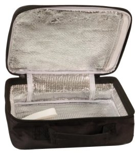 9 1/2" x 7 1/2" x 3" Custom Printed Insulated Lunch Tote - Open view