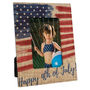 4" x 6" Custom Printed Burlap Photo Frame - Angle view