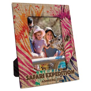 5" x 7" Custom Printed Burlap Photo Frame - Angle view