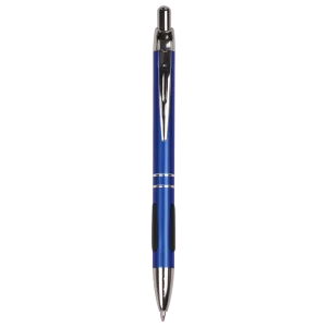 Blue with Silver Trim Custom Engraved Pen with Gripper