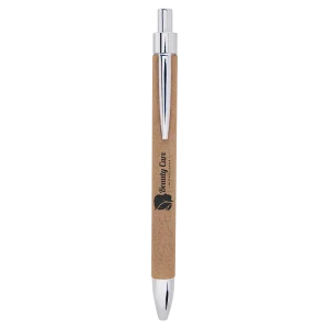 Light Brown Engraved Faux Leather Pen