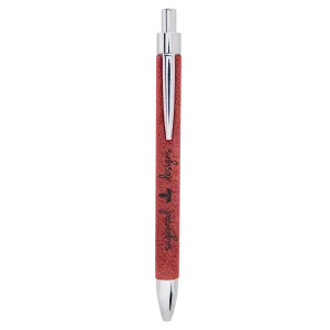 Rose Engraved Faux Leather Pen