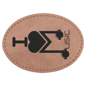 Oval Patch with Kota Pro Adhesive - Engraved Faux Leather, Creekside Collection 3 1/2" x 2 1/2", Blush