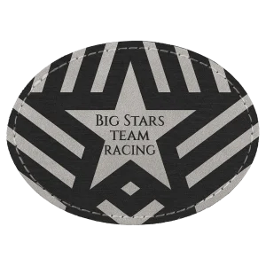 Oval Patch with Kota Pro Adhesive - Engraved Faux Leather, Creekside Collection 3 1/2" x 2 1/2", Light Gray