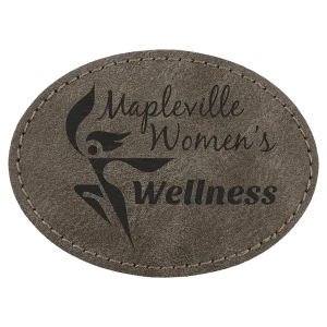 Oval Patch with Kota Pro Adhesive - Engraved Faux Leather, Creekside Collection 3 1/2" x 2 1/2", Dark Gray