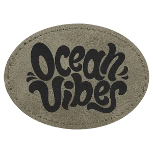 Oval Patch with Kota Pro Adhesive - Engraved Faux Leather, Creekside Collection 3 1/2" x 2 1/2", Light Green
