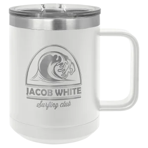 Polar Camel 15 oz. White Vacuum Insulated Mug with Slider Lid