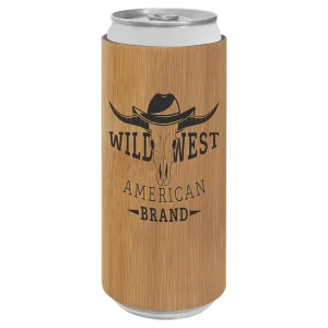 Bamboo Engraved Faux Leather Slim Beverage Holder