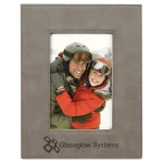 4" x 6" Gray Engraved Faux Leather Photo Frame